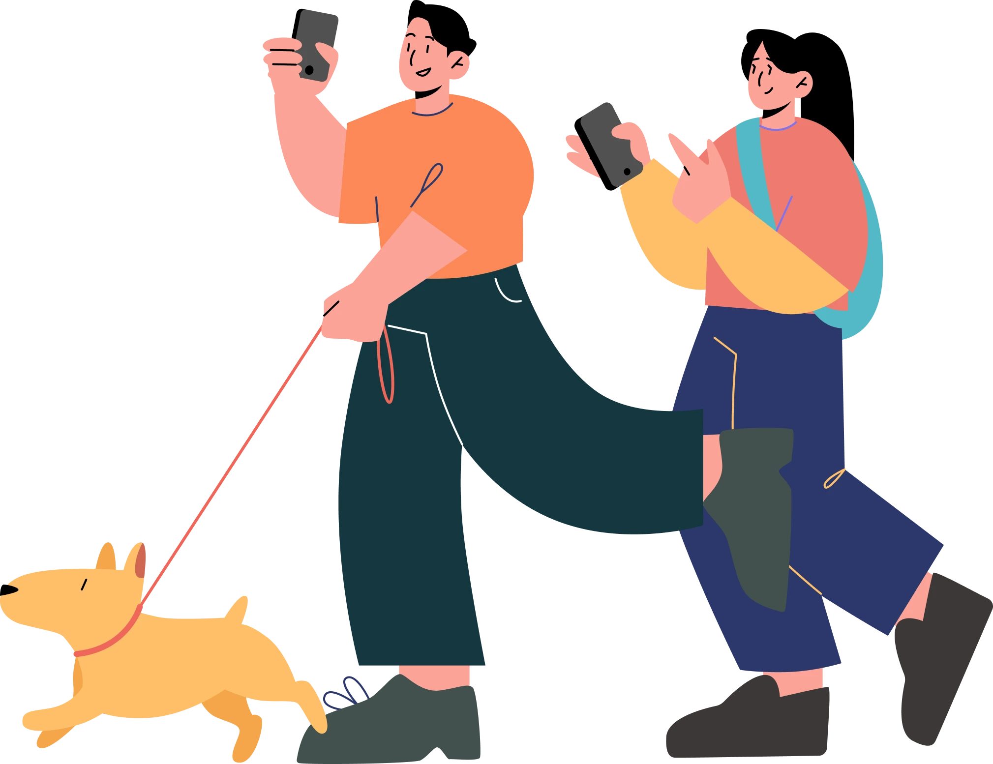 People walking with dog